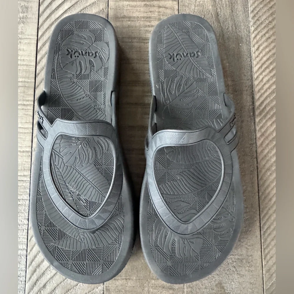 Sanuk Sunshine Black Flip Flop Sandals Women's Size 9 - Picture 6 of 12